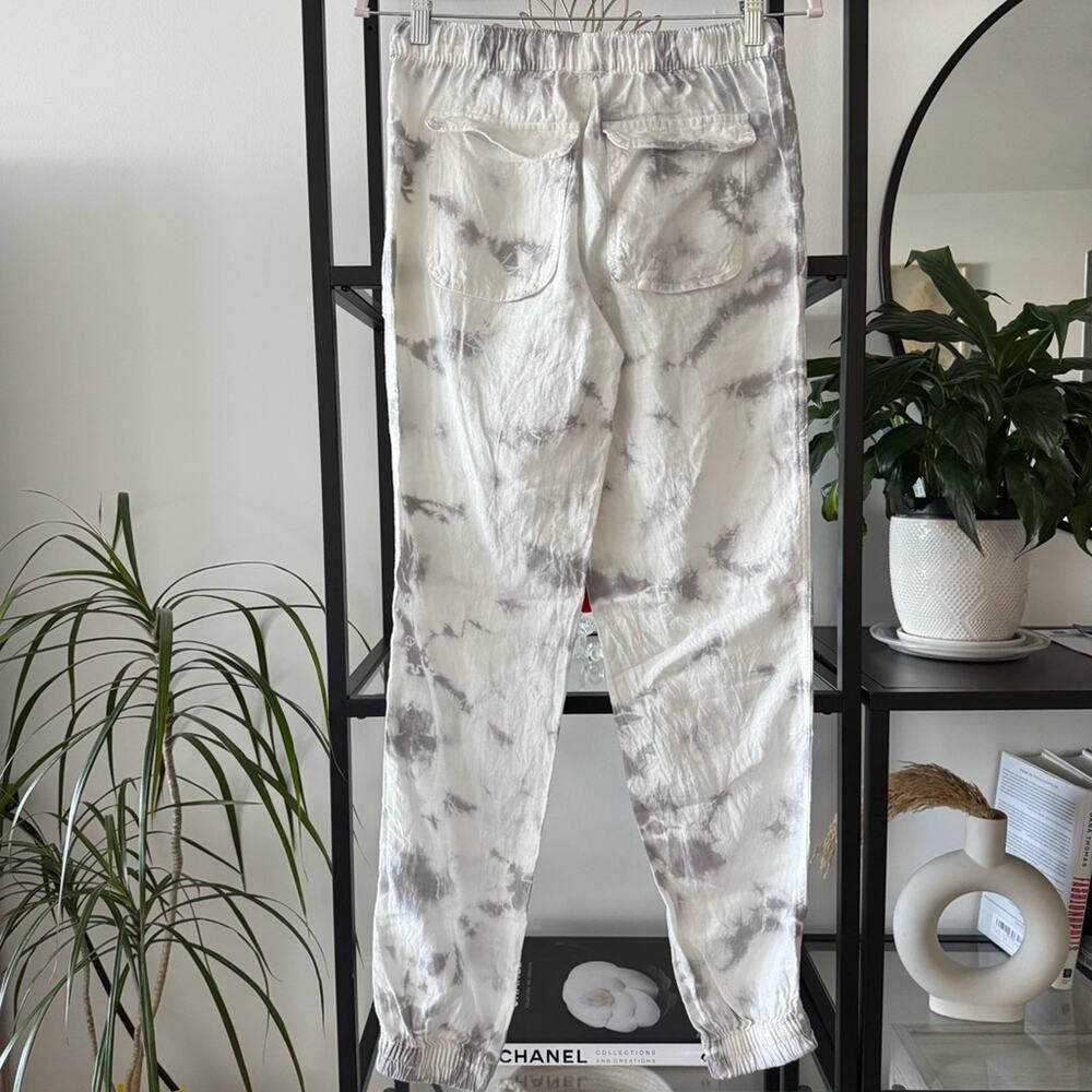 Rachel Zoe White Grey Tie Dye 100% Linen High Rise Lightweight Jogger Pants XS - Picture 3 of 10